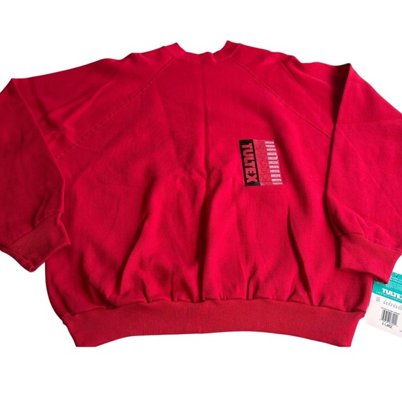 Tultex Other - Vintage Tultex Sweatshirt Mens XL‎ Red Raglan Sleeve Made in USA Deadstock NWT